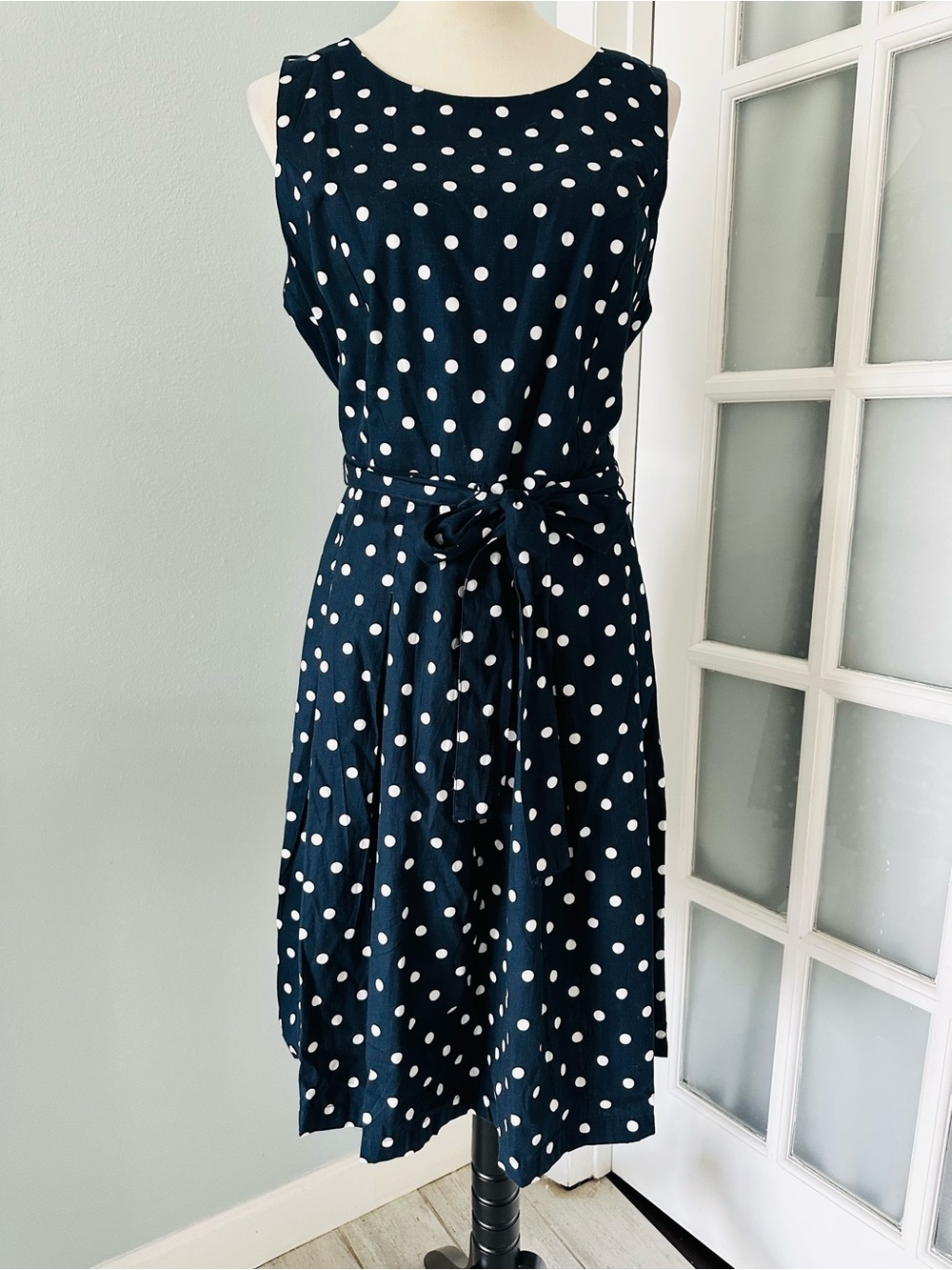 Tommy Hilfiger Navy and White Polka Dot Midi Dress